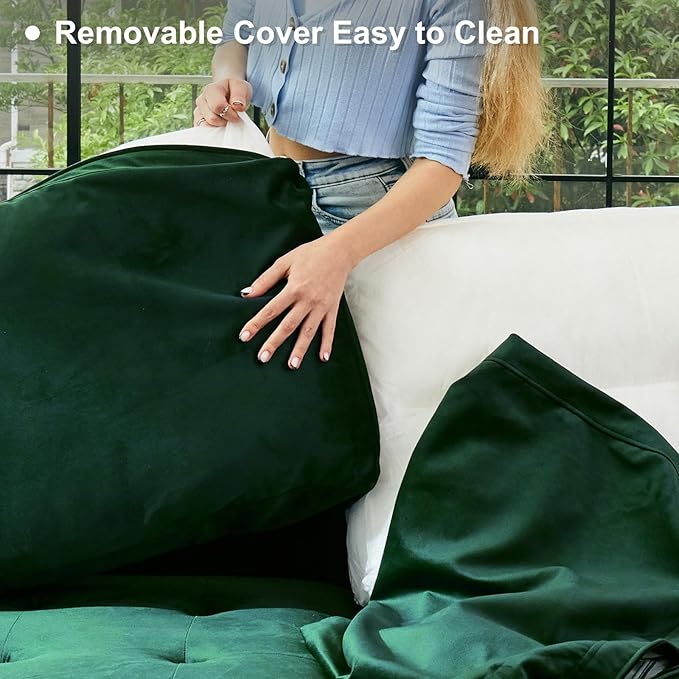 Belffin Modular Sectional Sleeper Sofa with Pull Out Couch Bed Velvet Convertible L Shaped Sectional Couch for Living Room Apartment Green