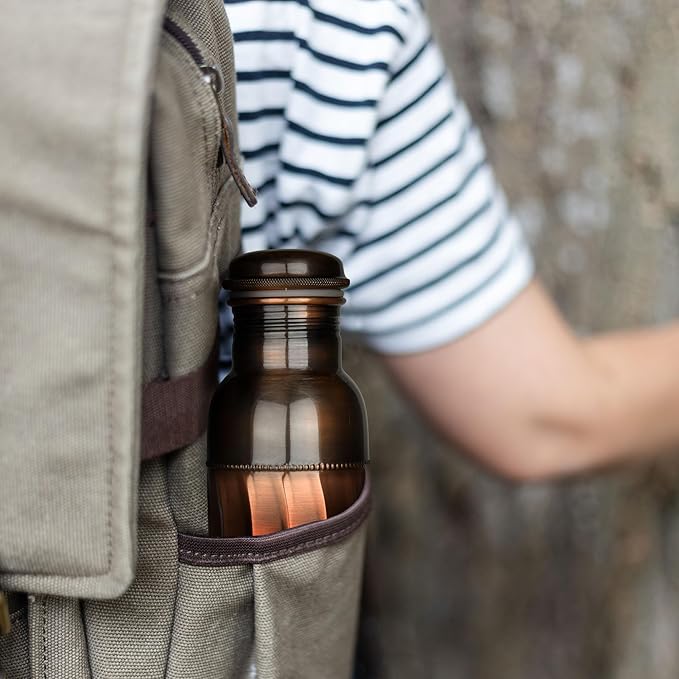 Black Wave Copper Water Bottle - Pure Copper Vessel for Drinking - Drink More Water, Lower Your Sugar Intake And Enjoy the Benefits Immediately (Design 39)
