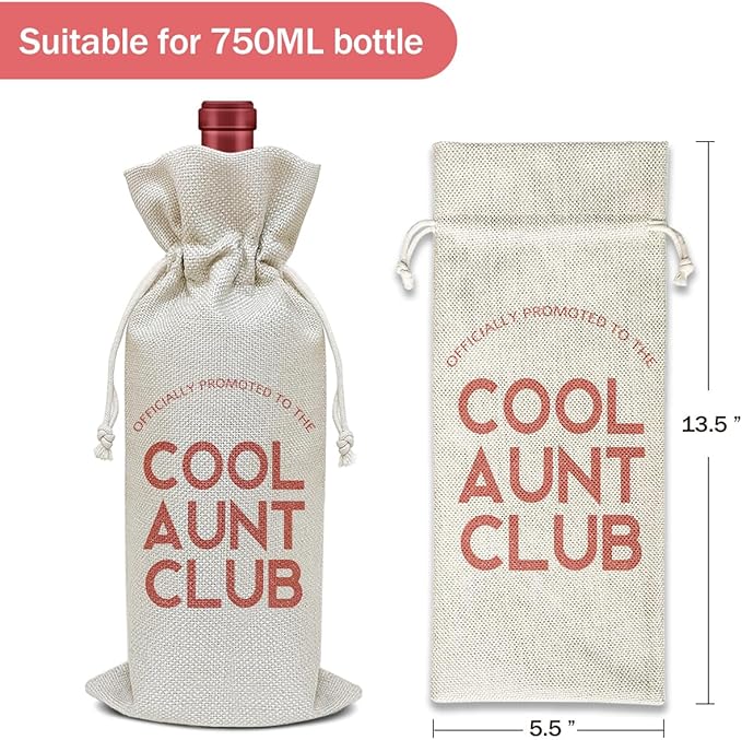 Aunt Wine Bag, Aunt Gift Birthday Gifts for Women Aunt Auntie Sister Bestie Friends, Party Favor Wine Champagne Gift Bag With Drawstring -08