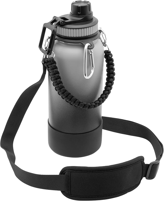 BOZ Water Bottle Strap Kit - Paracord Handle, Water Bottle Boot, Adjustable Water Bottle Shoulder Strap - Water Bottle Straps for Carrying, Water Bottle Handle Strap for 32oz Bottles