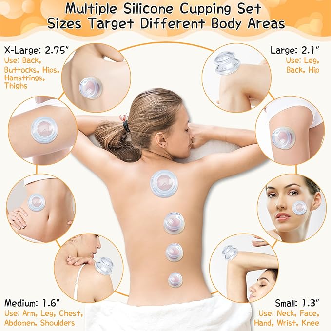 16 Pcs Silicone Cupping Therapy Sets 4 Sizes Professional Massage Cupping Cups Chinese Massage Therapy for Studio Household Joint Muscle Nerve Pain Body Sculpt Cup for Cellulite Reduction