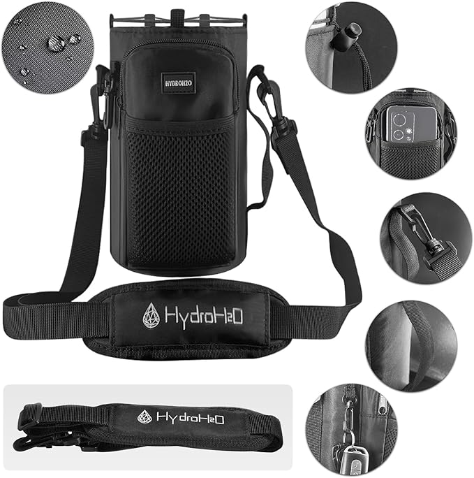 64 oz Insulated Water Bottle With Straw Pop-up & Auto Spout Lid, Flex Handel, Waterbottle Strap Carrier, Half Gallon Stainless Steel Water Water Hydro Jug Thermo Flask (Brilliant White)