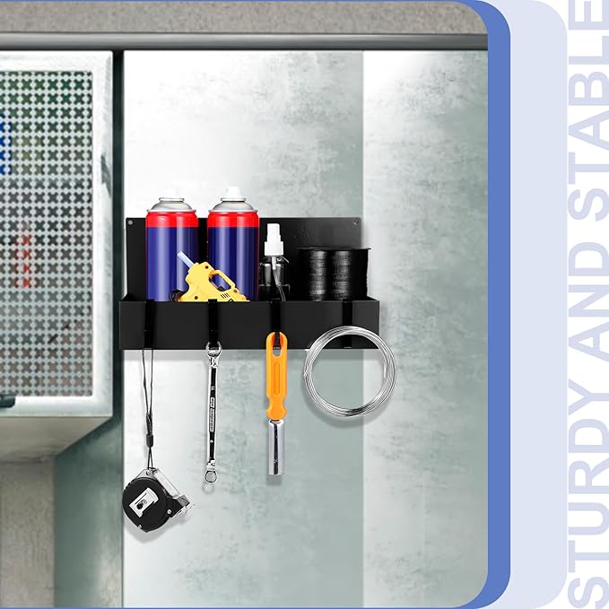 3 Pack Magnet Garage Organizer Magnetic Spice Rack for Refrigerator 20 lb Capacity Shelf Hanging Heavy Duty Magnetic Fridge Side for Organize Garage Tools(Black)