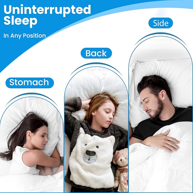 Bed pillows for sleeping, Down alternative pillows, White,Microfiber filled,Queen pillows set of 2,20x30 Inches,Super soft,Hotel collection,Queen size pillow for back,stomach or side sleepers