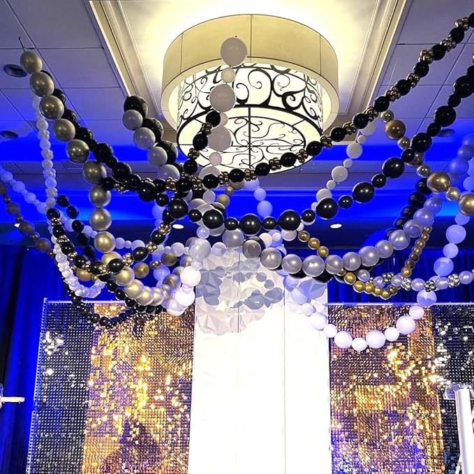 Black and White Quick Link Balloons, 100PCS Latex Linking Balloons for Making Balloon Wall Balloon Arch Balloon Chains and Wedding Birthday Baby Shower Engagement Graduation Party Decorations (6inch)