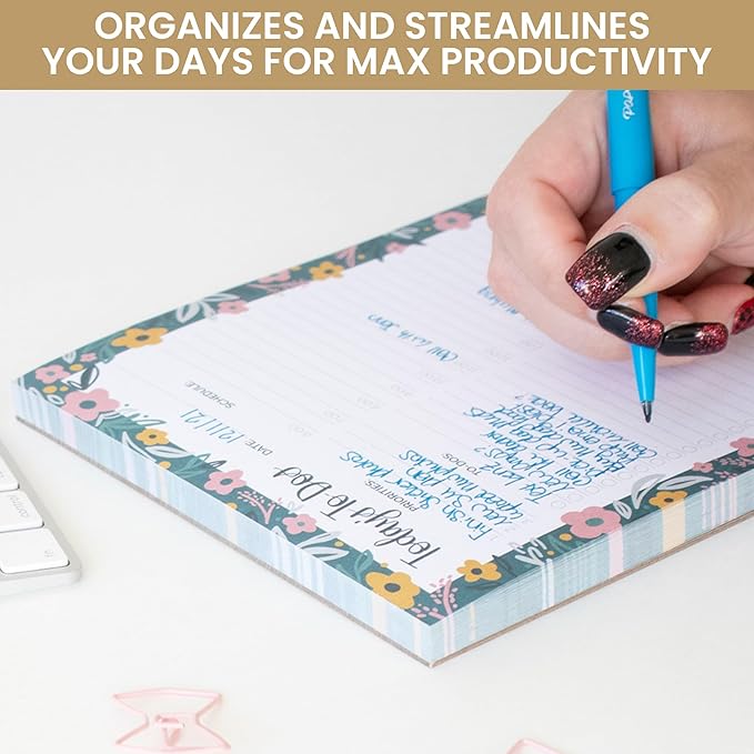 bloom daily planners Undated Daily Planner Notepad with Hourly Schedule for Appointments - Time Block To Do List Planning Pad - 80 Sheets - 6" x 9" - Garden Blooms