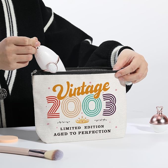 21st Birthday Gifts for Her, 2003 Vintage Makeup Bag, Best 21 Year Old Birthday Gift Ideas for Sisters, Besties, Friends, BFF, Soul Sister, Little Sister, Funny Anniversary Ideas for Her