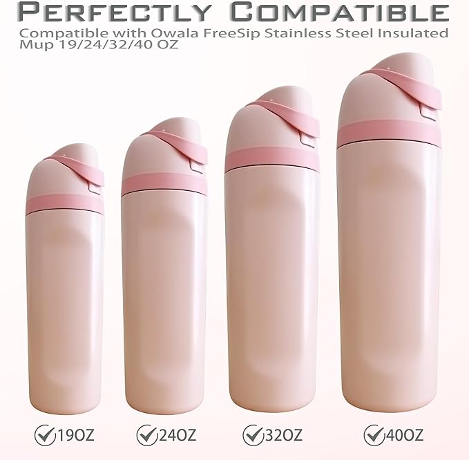 5PCS Replacement Stopper Compatible with Owala FreeSip 19/24/32/40oz, Silicone Anti-Spill Water Bottle Top Lid Replacement Parts, BPA-Free Seal Bottle Cap Mouth Stopper Gasket (Grey)