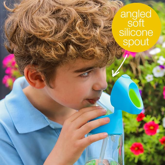 b.box 15oz Tritan Straw Bottle: Modern Water Bottle with Flip Straw for Toddlers & Kids. Spill Proof, Leak Proof, BPA Free. Great for School/Daycare or Next Step After Sippy Cups (Emerald Forest)