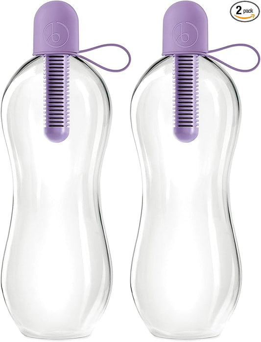 Bobble Classic Water Bottle, Filtered Water, BPA-Free Reusable Bottle, Soft Touch Carry Cap with Replaceable Carbon Filter for Sustainable Water and Hydration 34 oz - 2 Pack (Lavender)