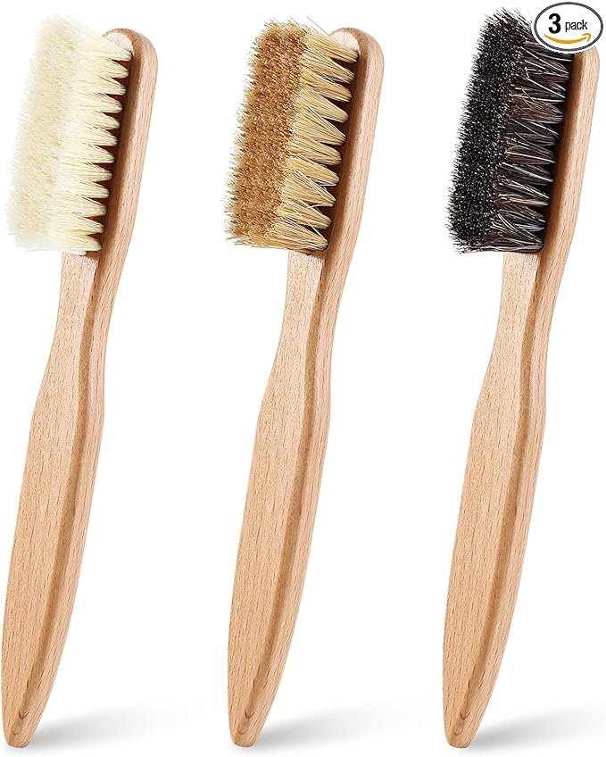 3 Pcs Wood Laundry Stain Brush Stain Remover Brushes with Boar Bristle Small Stain Brush for Clothes for Scrubbing Stains from Furniture Fabric Leather(3 Pcs C)
