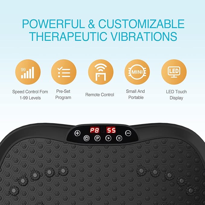 AXV Vibration Plate Exercise Machine Whole Body Workout Portable Mini Vibrate Fitness Platform Lymphatic Drainage Machine for Weight Loss Shaping Toning Wellness Home Gyms Workout (Mini)