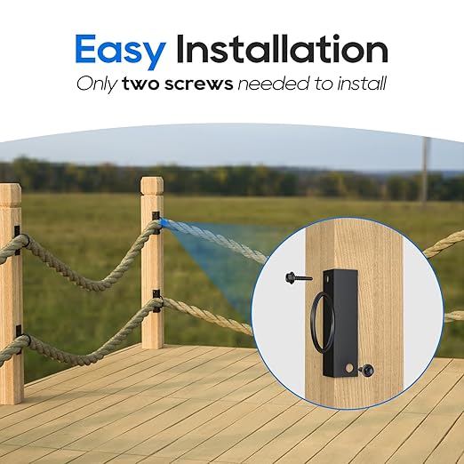 4Pack 2inch Rope Support Holder for Corner Post Drop Ring Brackets Stainless Steel Decorative for Hemp Rope Fencing Stair Deck Railing Ceiling Hook