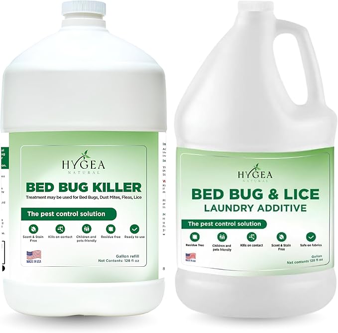 Bed Bug & Lice Elimination Duo Kit- Includes Lice & Bed Bug Spray & Lice & Bed Bug Laundry Additive - Gentle Formula - Effective Pest Control for Home & Travel (2 Pack, 1 Gallon Each)