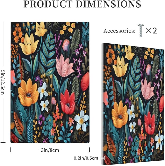 Boho Floral Vintage Flower Leaves Rustic Wildflower Plants 1 Gang Light Switch Covers No Device Wall Plate Decorative Blank Switchplate Electrical Faceplate for Country Bathroom Bedroom Decor