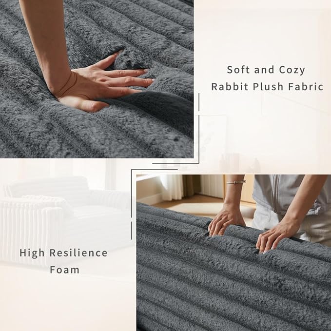 68.11" Corduroy Convertible Sofa Bed with USB Charging Port, Foldable Sleeper Chair with Pillows & Armrests, 3-in-1 Floor Couch for Living Room, Bedroom, Guest Room – Dark Gray