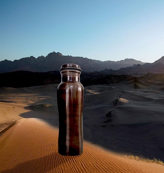 Ayurvedic Drinking Copper Water Bottle for Sports, Travel, Yoga & Everyday Use, Water Bottle for Gym, Office, Hiking, Outdoor Capacity 32 Oz (Design 10, 32 Oz)