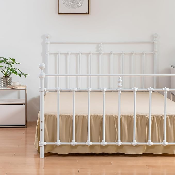 Bed Skirt King Size Ruffled Bed Skirt with Split Corners,12 Inch Drop Dust Ruffle Bed Skirt with Platform, King,12 Inch, Light Camel