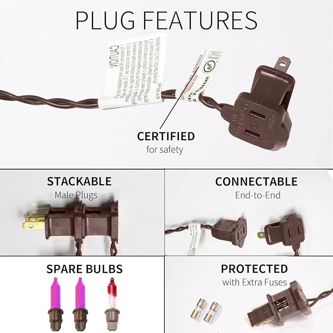 100LIGHTS Purple Extra-Bright with End Connectors Halloween Decorative Lights 5.98m UL Certified Mini String Light Set Waterproof for Halloween Home Garden Christmas Tree Party Patio Wedding