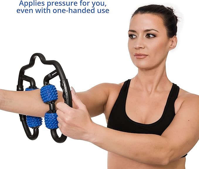 Body Back Trigger Point Pressure Roller Massager for Forearm, Elbow, Hand, Arm, and Leg. Deep Tissue Handheld Self Massager for Tennis Elbow, Golfers, Athletes Myofascial Release