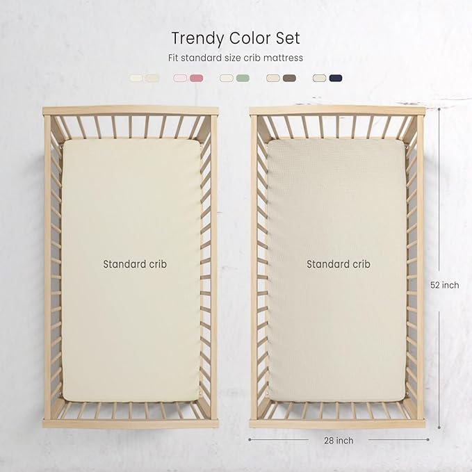 Baby Muslin Crib Sheets - Toddler Cotton Fitted Crib Sheets Neutral for Boys and Girls 2Pack