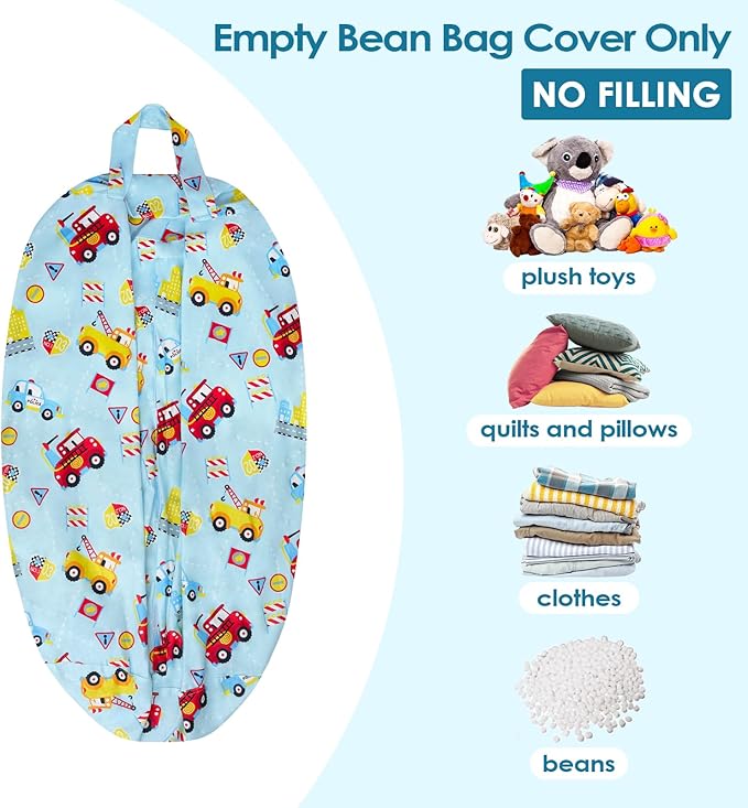 Bean Bag Chair for Kids Stuffed Animal Storage Beanbag Chairs,Toddler Toy Storage Organizer for Girls and Boys,Large 32'' Cover Only（No Filling