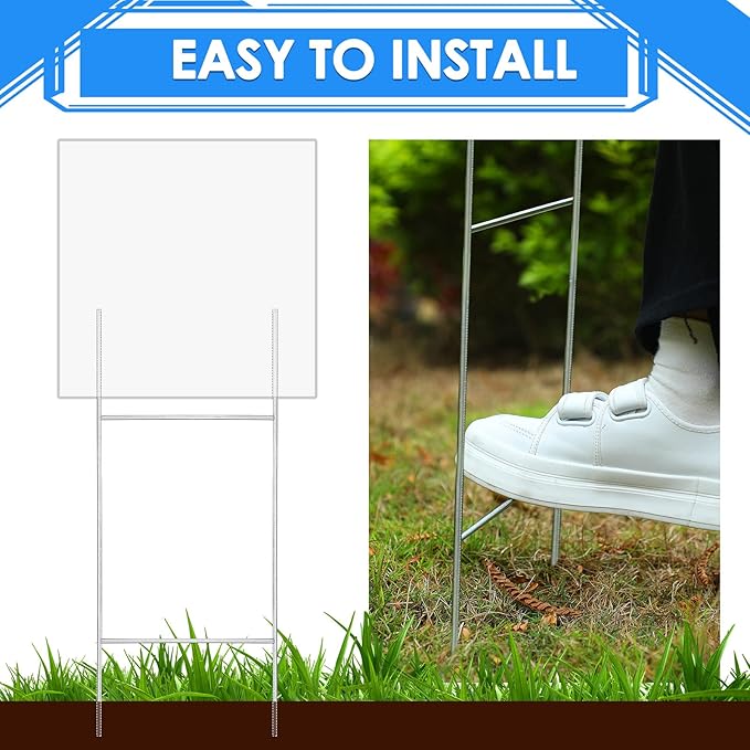 200 Pcs H Stakes for Yard Signs 30'' x 10'' Metal Heavy Duty H Frame Wire Stakes Weatherproof Metal Holder for 4mm 5mm Corrugated Signs Advertising Board Guidepost Yard Halloween Decor