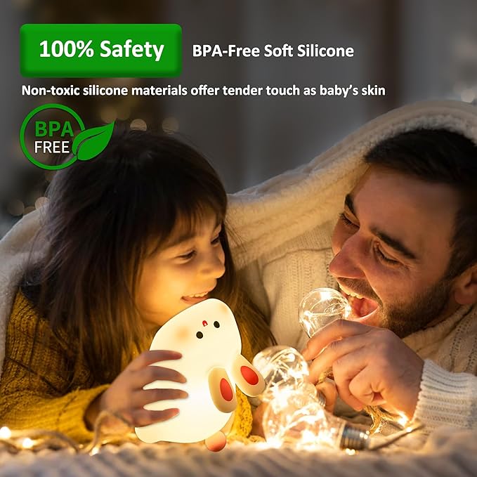 Bunny Gift for Girls, Bunny Night Lamp, Cute Table Lamp Gift for Kids Room Bedside, ABS+SIL, Touch Control, Birthday Gift for Boys and Girls (Bunny)...