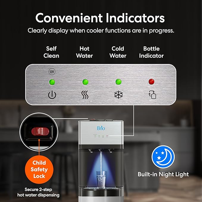 Brio Self Cleaning Bottom Loading Water Cooler Water Dispenser – Limited Edition - 3 Temperature Settings - Hot, Cold & Cool Water