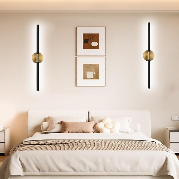 BONLICHT Bathroom Light Fixtures Over Mirror 24 Inch, 12W 350°Rotatable Dimmable 2700-5500K LED Wall Vanity Light Bar Black and Brushed Brass Modern Bathroom Vanity Lights picture and display lighting