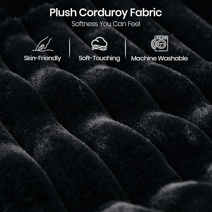 Belffin Plush Corduroy Modular Sectional Sofa with Pull Out Bed Convertible Small Sectional Corner Couch for Living Room Black Couch