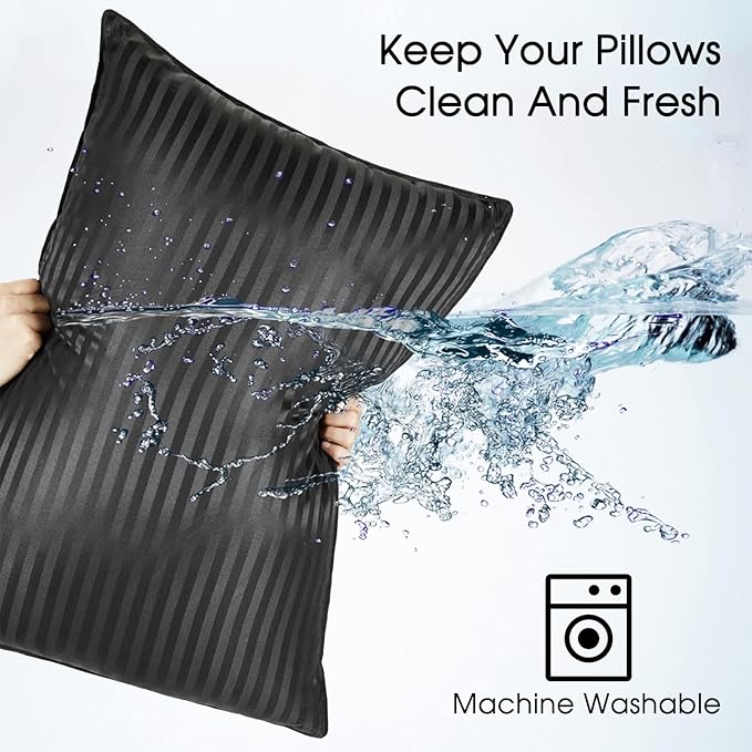 Basic Beyond Queen Size Pillows for Sleeping - Soft Down Alternative Pillows Luxury Hotel Collection Bed Pillows Queen Size Set of 2,Black,20x28 Inches