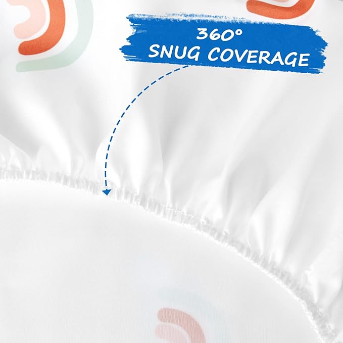 Bassinet Sheets for Baby Girl Boy 2 Pack Bassinet Sheet Fitted Boho Cradle Sheets for Oval Rectangle and Hourglass Bassinet Mattress, Rainbow