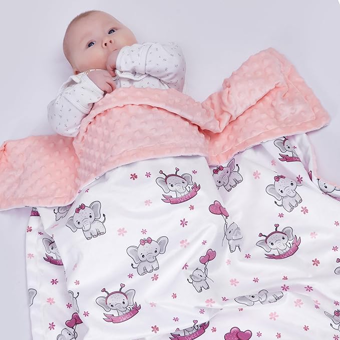 Baby Blanket for Boys Girls Super Soft Blanket,Fluffy Warm Lightweight Baby Receiving Blankets,Double Layer with Dotted Backing for Toddler Nursery (Elephant, 30 * 40inch)