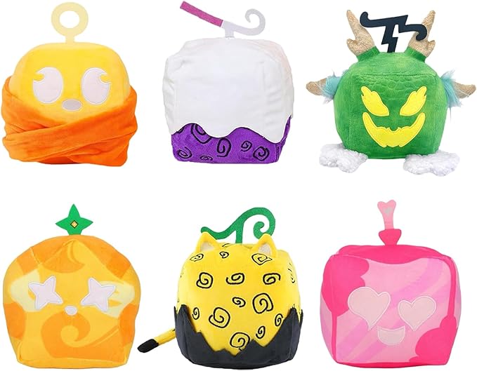 6 Packs B-lox Fruits Plush, B-lox Fruits Plushies B-lox Plush Pillow Stuffed Toy, Soft Fruits Hugging Plush Pillow Toy Gifts, Squishy Pillow Stuffed Figure Gifts for Kids Boys Girls Valentines Day