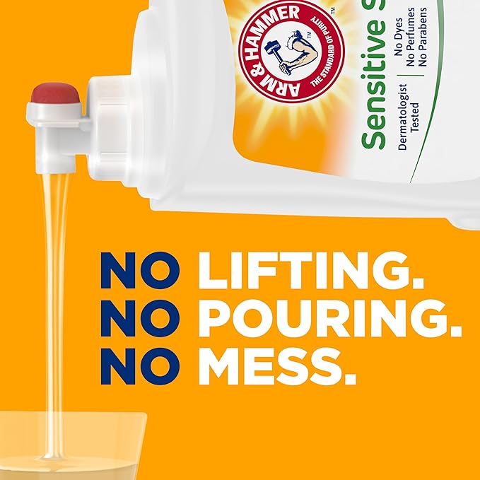 Arm & Hammer Sensitive Skin Free & Clear, 140 Loads Liquid Laundry Detergent, 140 Fl oz (Pack of 2)