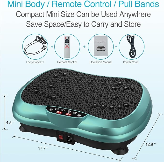 AXV Vibration Plate Exercise Machine Whole Body Workout Portable Mini Vibrate Fitness Platform Lymphatic Drainage Machine for Weight Loss Shaping Toning Wellness Home Gyms Workout (Mini)