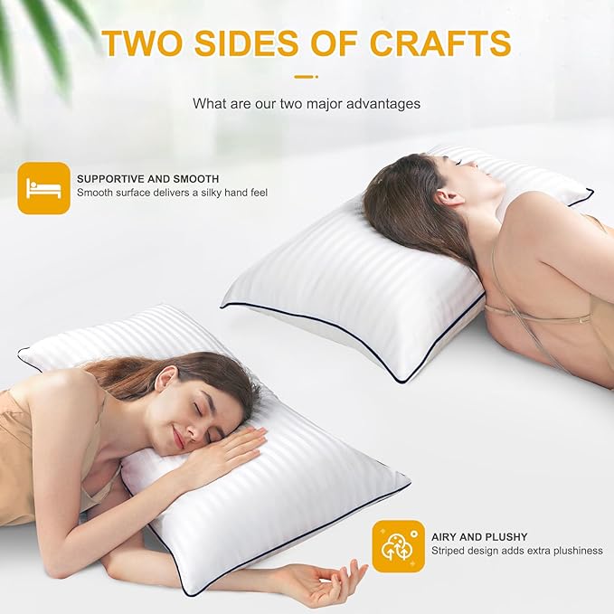 Bed Pillows for Sleeping - 4 Packs Queen Size Luxury Hotel Down-Alternative Pillow for Neck and Shoulder Pain Relief, Soft Density for Side, Back or Stomach Sleepers(20 * 30")