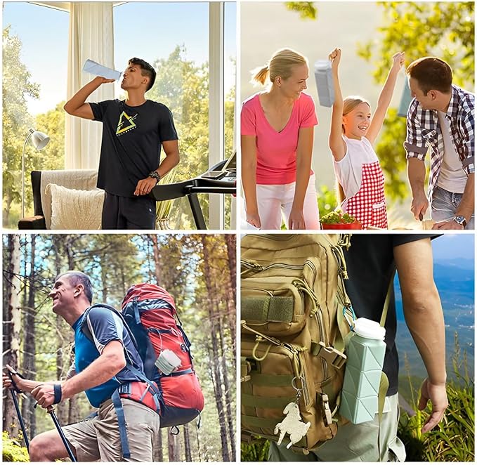 620ml Silicone Foldable Water Bottle with Straw Lid - Lightweight, Reusable, & Leakproof for Travel, Camping, Hiking, & Sports (BLUE)