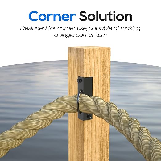 4Pack 2inch Rope Support Holder for Corner Post Drop Ring Brackets Stainless Steel Decorative for Hemp Rope Fencing Stair Deck Railing Ceiling Hook