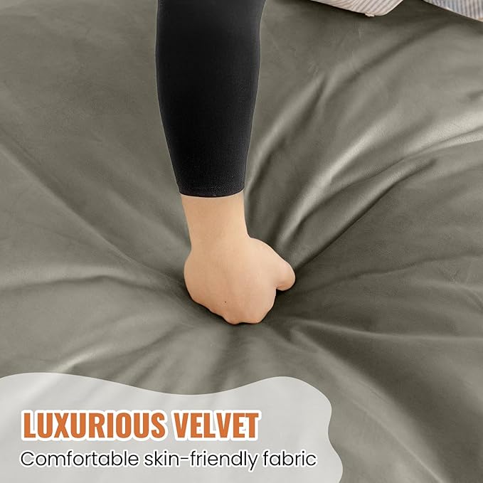 4FT Bean Bag Chair: Bean Bag with Velvet Cover, Fluffy and Comfy Bean Bag Chairs for Adults and Kids, Bean Bag Sofa Filled with High-Density Sponge for Gaming (Dark Grey)