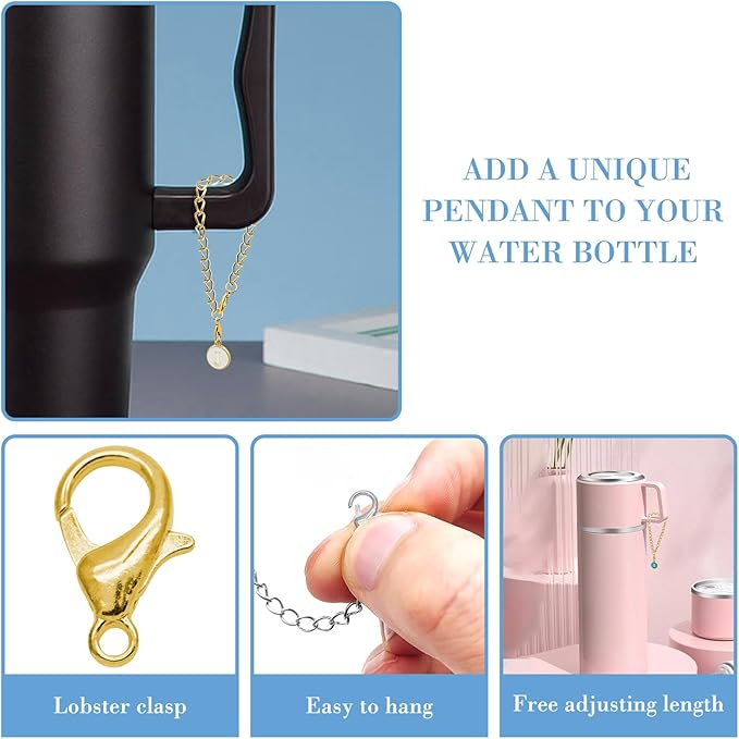 6PCS Letter Charm Accessories for Stanley Cup, Name ID Letter Handle Charm for Stanley Handle Identification Letter Pendant Handle Decoration for Stanley Tumbler Charms (Letter I)