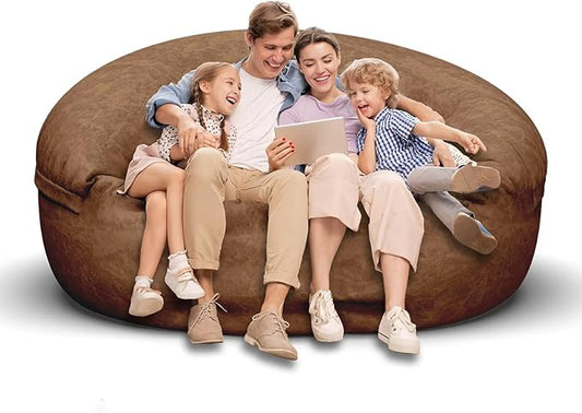 Bean Bag Chair for Adults 6FT,Soft Removable Cover for Teens/Girls Bedroom,Fluffy Giant Round Floor Beanbag Lounger Chairs (No Filler,Deep Coffee)