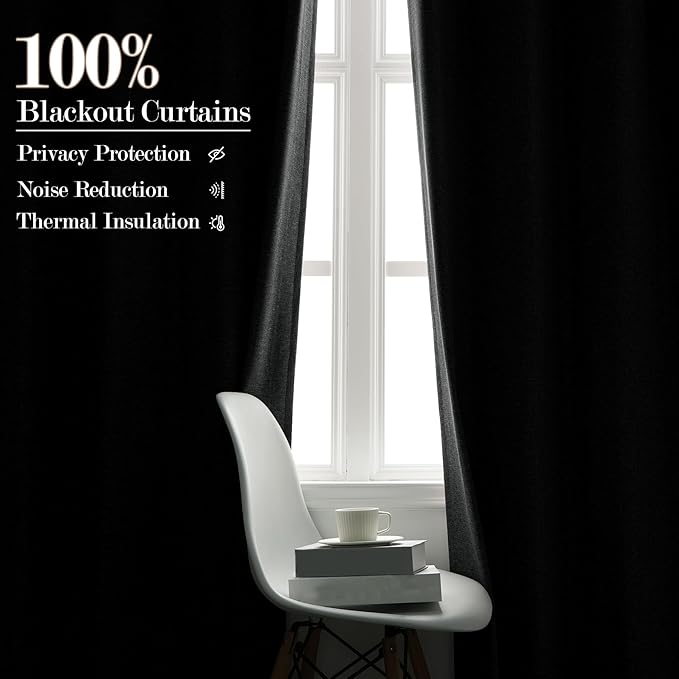 100% Blackout Linen Textured Drapes for Bedroom Pinch Pleated Curtains for Track System Portable Drapery for Sliding Glass Door/Storage/Space Room Divider, 70" Wx102 L, 1 PC, Mid Grey