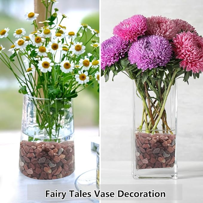 5LB Succulent and Cactus Gravel Pebbles, 1/5 Inch Natural Decorative Polished Stones, River Rocks for Vases Gardening Indoor and Outdoor Decorative Rocks, Red