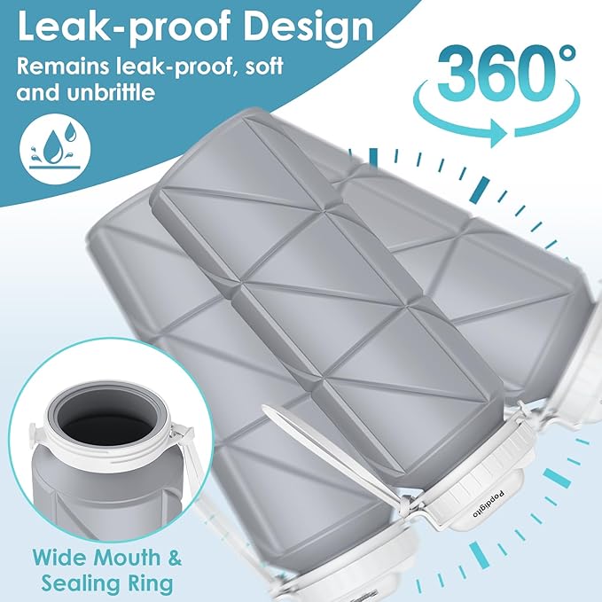 690ML Collapsible Water Bottles Reusable Leak Proof Silicone Water Bottle BPA Free Durable Foldable Sports Bottles & straw 23oz Lightweight Bottle for Gym Hiking Biking Camping Travel Bottle