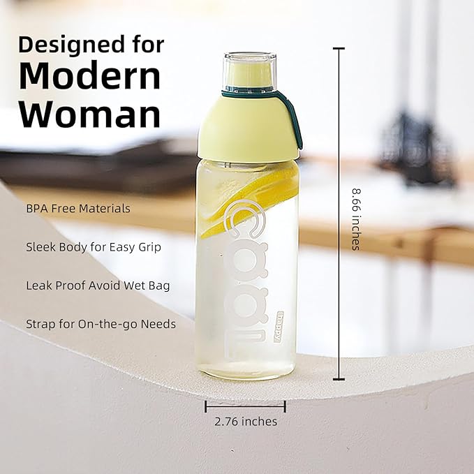 17oz Glass Water Bottle with Tea Strainer and Carrying Strap, Daily Hydration Bottle for School, Travel and Gym, for Women and Youth (Lavender)