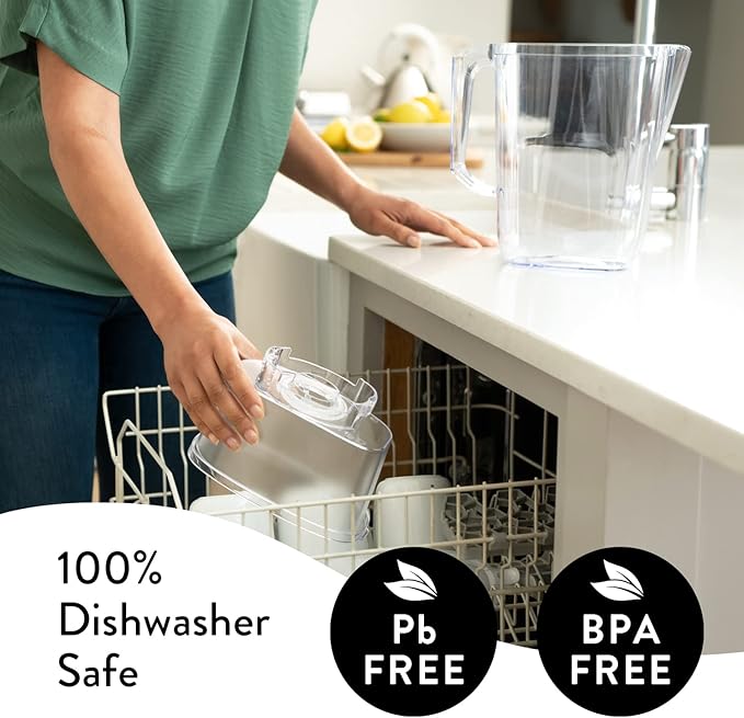 Aqua Optima 5-Cup Water Filter Pitcher Bundle Pack for Tap and Drinking Water with 6 Evolve+ Filter, Reduces Microplastics, Improves Taste, BPA Free, WQA Certified, Daisy Design (White)