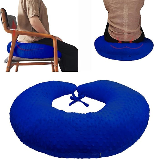 BBL Pillow After Surgery for Butt Sleeping, Brazilian Butt Lift Pillow Post Surgery Recovery for Sitting Sleeping Driving Donut Pillow for Woman Lumbar Back Cushion Seat Foam (Navy Blue)
