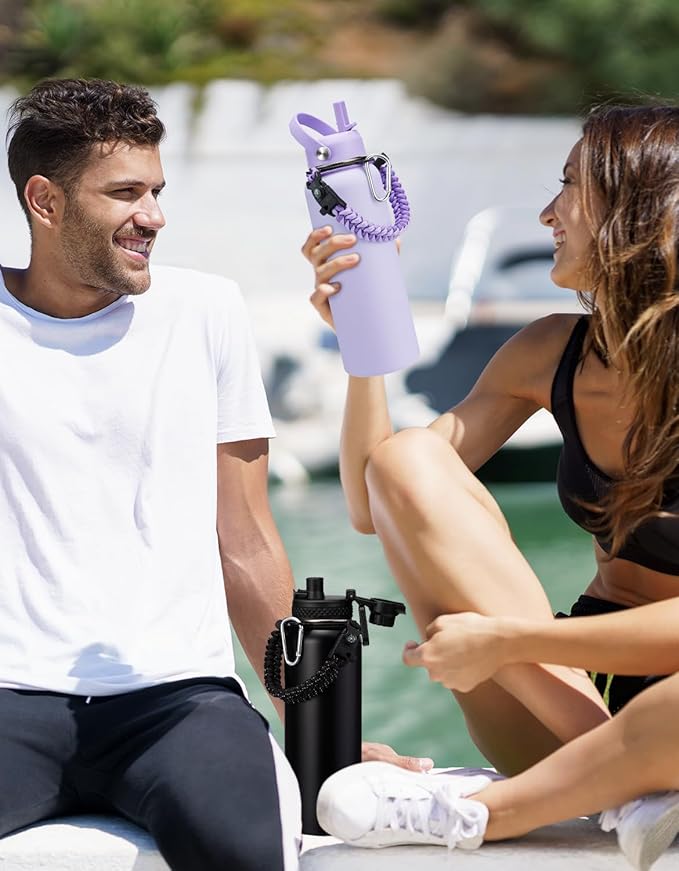 40oz 64oz Insulated Water Bottle 40 oz - Cold for 48H, Metal Water Bottle Flask with Straw Lid & Auto Spout Cap, Triple-Wall Wide Mouth Hydro Tumbler Jug for Sports Gym Work Man